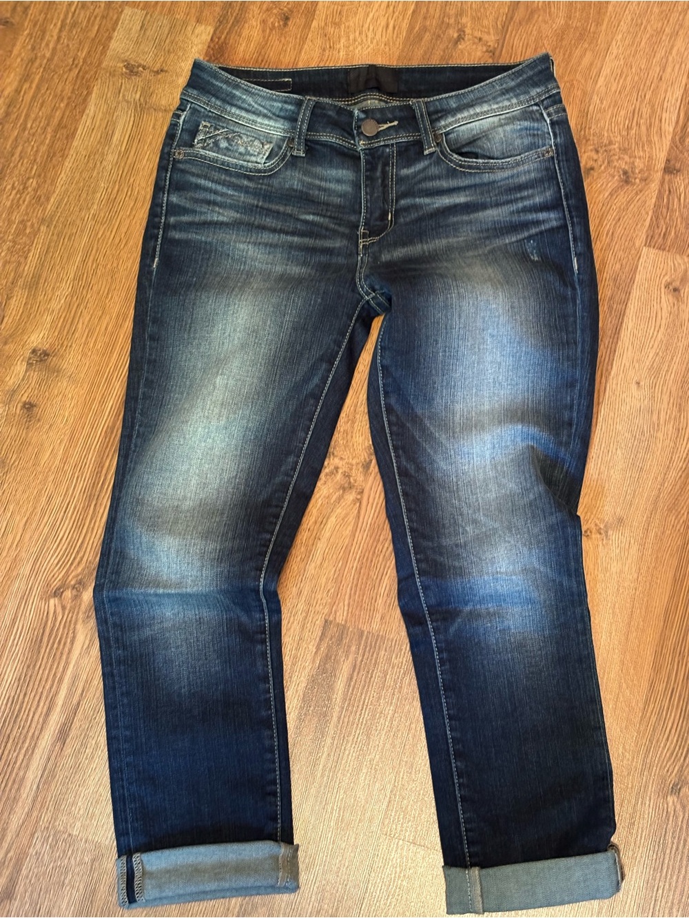 Dark Blue Womens Capri Jeans – Classic Straight Fit